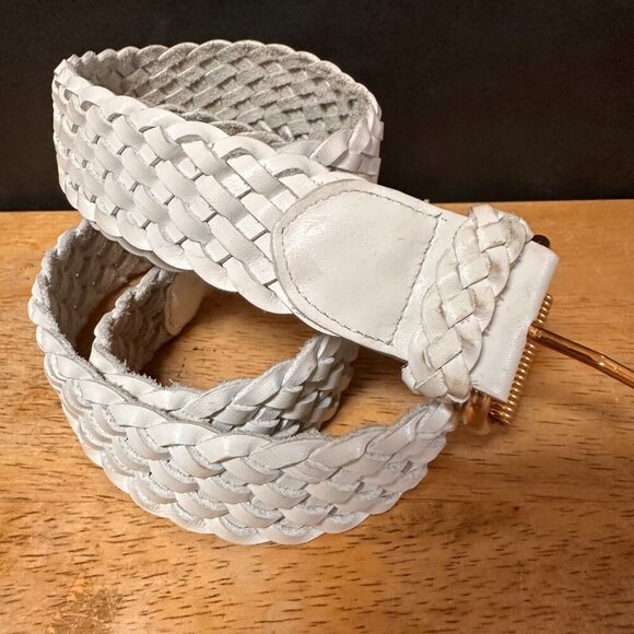 White Genuine Leather Braided Belt size S-L Made in Brazil main image 4